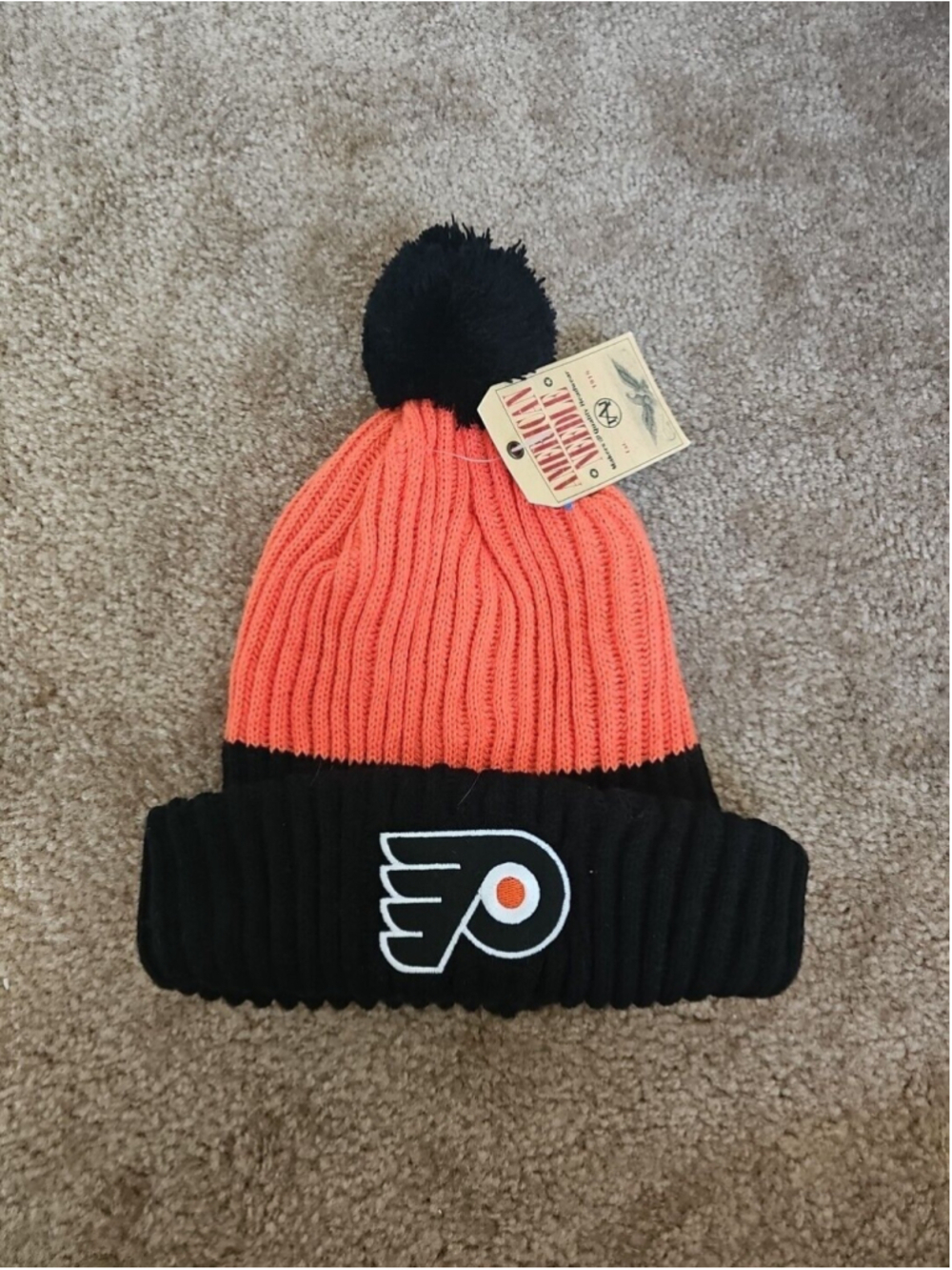 Philadelphia Flyers Cuffed Knit Pom Beanie Orange Black American Needle